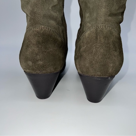Urban Outfitters Duo Brand Olive Green Suede 2.5” Heeled Cowboy Boots Size 40EU - Picture 6 of 11